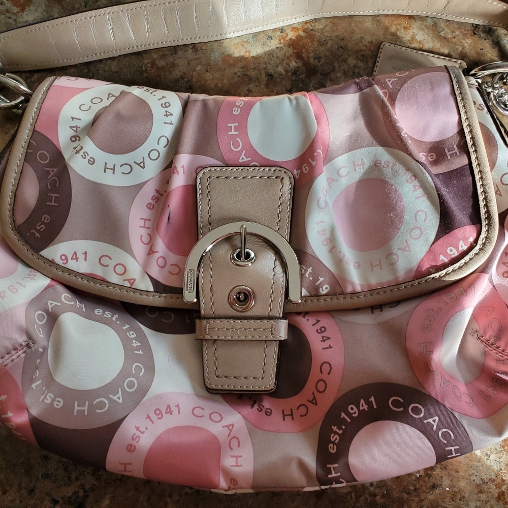 Coach button optic art genuine handbag